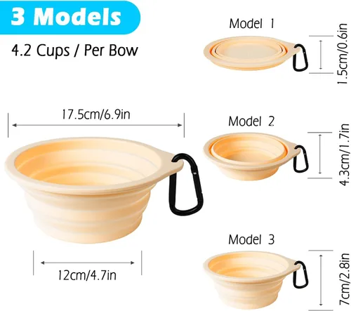 Vista 4 de PetBonus 2-Pack Silicone Collapsible Dog Bowls and Dog Collar Safety Clip