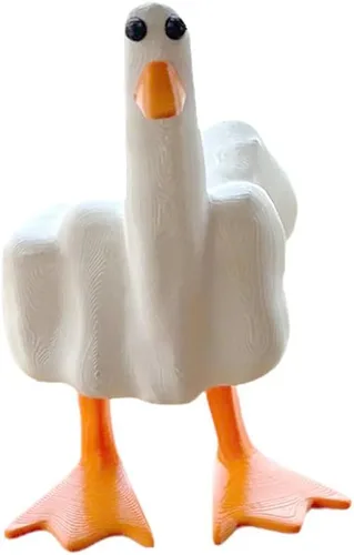 Vista 9 de Figura de pato de dedo medio, divertida estatua de dedo medio, decoración del hogar, oficina, escritorio, adornos de pato, regalos novedosos extraños