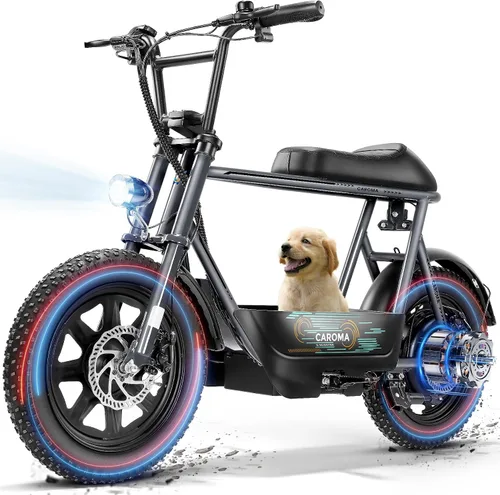 Vista 15 de Caroma Scooter eléctrico Peak 1200W con asiento, 30 millas y 20 MPH Azul