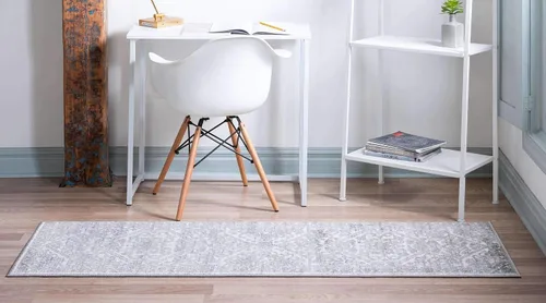 Vista 4 de Unique Loom Boston Collection - Alfombra de área con medallón (2 x 8 pies, color blanco y gris)