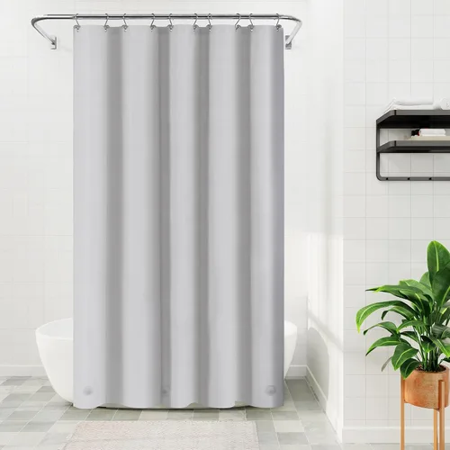 Vista 32 de Barossa Design - Forro de cortina estrecho de PEVA para ducha, con 3 imanes, impermeable, para cabina de baño pequeña, sin PVC, ojales metálicos