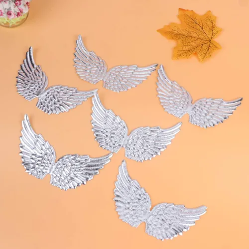 Vista 8 de Parches de alas de ángel para manualidades, accesorios para el cabello, 12 unidades (plateado)