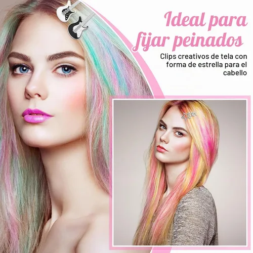 Vista 4 de Juego de 22 pinzas para el cabello rosa Y2k, cabello kawaii, clip