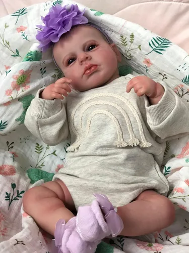 Vista 4 de KAWAYII Muñeca de bebé recién nacida de 20 pulgadas, realista, de vinilo de silicona, muñeca Reborn Girl, cuerpo de tela suave para bebés recién