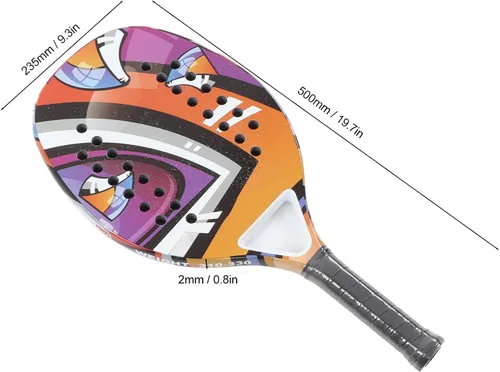 Vista 2 de Raqueta de tenis de fibra de carbono, raqueta profesional del pádel del tenis de playa para el gimnasio casero de la escuela