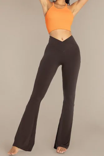 Vista 80 de Sunzel - Leggings acampanados para mujer, con control de abdomen, cintura cruzada y pierna ancha