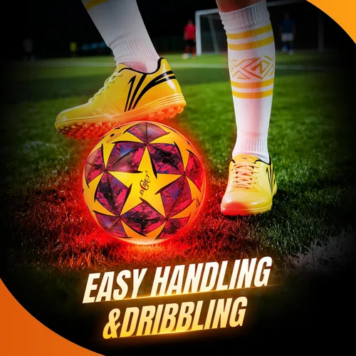Vista 3 de Light Up Soccer Ball Glow in The Dark Size 3/4/ 5 Indoor&Outdoor Sports Gifts Birthday Ideas for 3-15+ Boys, Girls, Teens with Pre-Installed