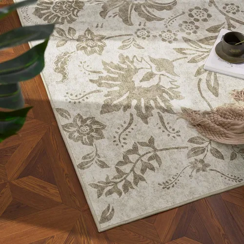 Vista 78 de jinchan Lima - Alfombra simétrica floral geométrica lavable, alfombra de entrada de medio círculo de 2 x 3, alfombra de media luna, suave y Azul