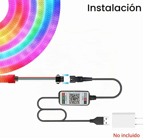 Vista 8 de Cuerda de luces LED, tira de luces LED de neón de 9.84 pies con luminosa de 360 grados, 5 V USB flexible IP67, impermeable, sincronización