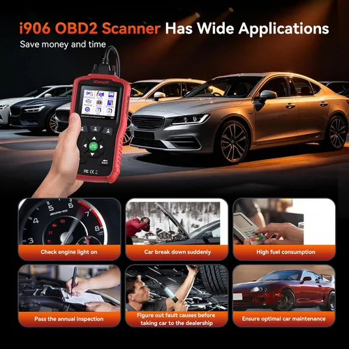 Vista 5 de iCarsoft i906 Compatible para Volvo/Saab OBD2 Escáner de diagnóstico multisistema para motor ABS SRS