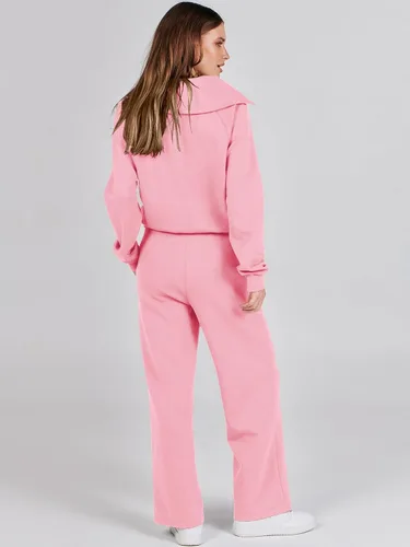 Vista 4 de ANRABESS Women 2 Piece Outfits Sweatsuit Set 2023 Fall Oversized Half Zip Sweatshirt Wide Leg Sweatpant Lounge Set Tracksuit