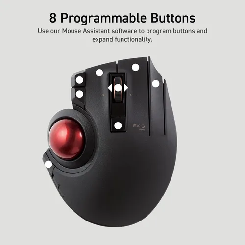 Vista 7 de ELECOM Ratón Trackball Inalámbrico, Ratón Ergonómico, Conexión para 3 Dispositivos, Con Cable (USB), Bluetooth, Ratón Track Ball, Control