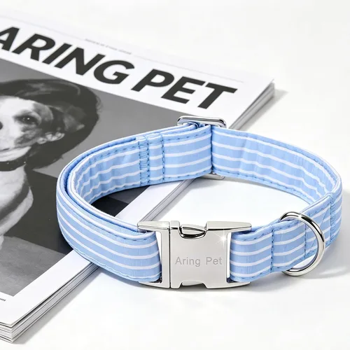 Vista 197 de Aring Pet Collar de algodón, ligero y ajustable, con hebilla de liberación rápida, para perros pequeños, medianos y grandes, para cachorros, S, Hoja
