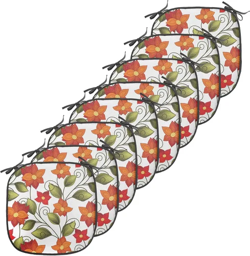 Vista 213 de Ambesonne Flamingo - Cojín de asiento para silla, diseño de fantasía exótica con elementos de vida silvestre hawaiana en colores pastel, acolchado