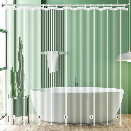 Vista 8 de UFRIDAY Cortina de ducha para casa rodante, 36 x 72 pulgadas, cortina de ducha de plástico impermeable PEVA transparente para el hogar, resistente