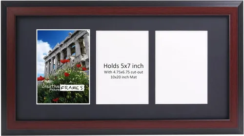 Vista 47 de Creative Picture Frames Marco de Fotos Negro con 2 Aberturas de Vidrio que Contiene Fotografías de 5 por 7 Pulgadas con Paspartú Negro de 10X12