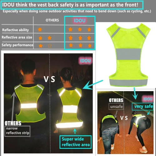 Vista 6 de Chaleco reflectante de seguridad para correr con bolsillo para correr, andar en bicicleta