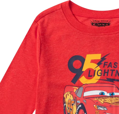 Vista 3 de Disney Cars Lightning McQueen - Conjunto deportivo para niños, camiseta de manga larga y pantalones de correr, RojoAzul