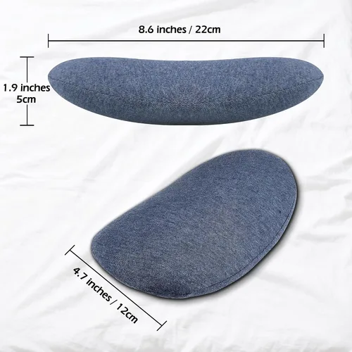 Vista 5 de Mini almohada de espuma viscoelástica para mejillas y cuello para comodidad del sueño, color azul Compact ergonomic memory foam pillow supports