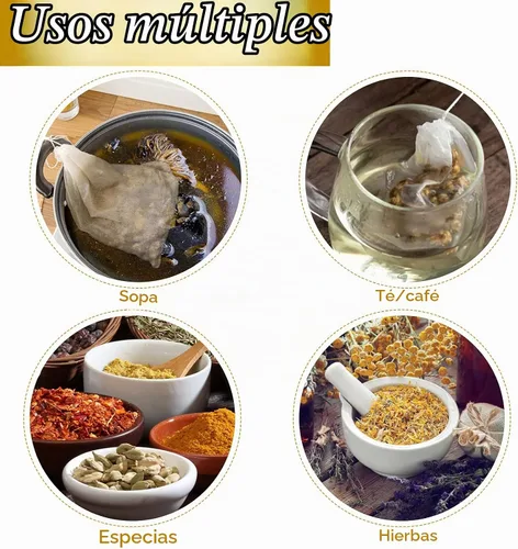 Vista 5 de TUZAZO Bolsas de Té Reutilizables - Paquete de 24 Bolsas de Gasa de Algodón Natural Sin Blanquear de Muselina Tipo Saquito para Colar Café Té e