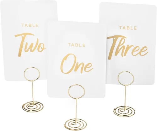 Vista 9 de Caja a granel de 20 juegos – números de mesa de boda 1-30 tarjeteros dorados Elegantes letreros de mesa para recepciones de boda