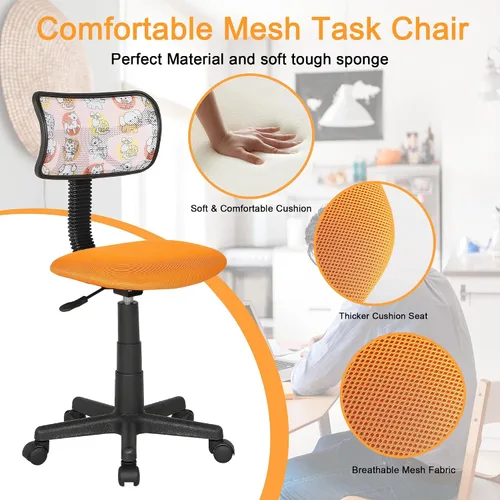 Vista 9 de JJS Home - Juego de escritorio y silla giratoria pequeña, asiento ergonómico ajustable de malla transpirable, asiento ergonómico ajustable, taburete