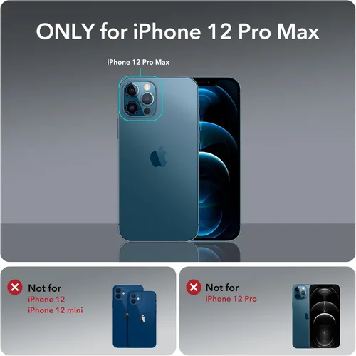 Vista 2 de ESR Paquete de 3 protectores de pantalla para iPhone 12 Pro Max, vidrio templado de dureza 9H, resistente a los arañazos con marco de fácil