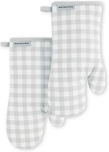 Vista 13 de KitchenAid Juego de 2 manoplas de horno Gingham Aqua Sky, 7 x 13 pulgadas