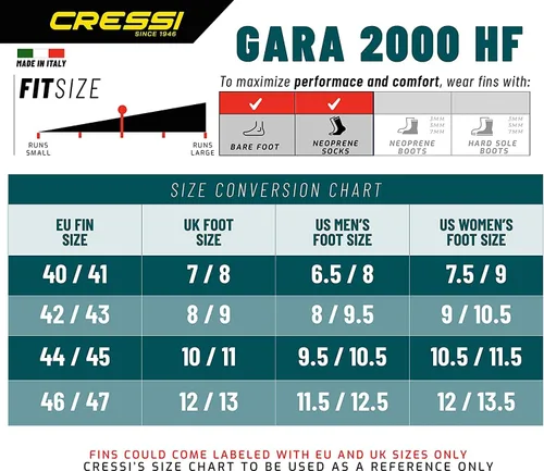 Vista 7 de Cressi Free Buceo Aletas Largas Reactivas - Alto Rendimiento, Buen Control - Gara 2000 HF Hecho en Italia