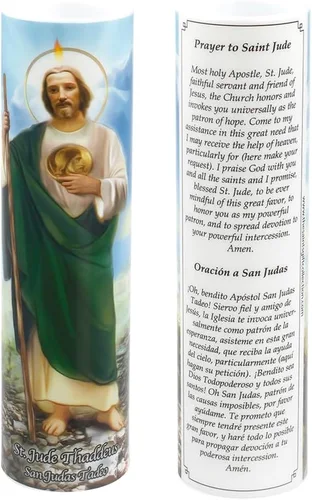 Vista 4 de Vela LED de oración de devoción sin llama Saint Jude