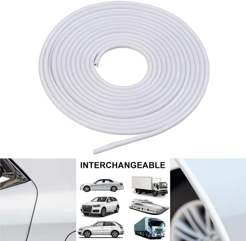 Vista 6 de Protector de puerta de automóvil de 16.4 ft, tira de goma antiarañazos, color blanco