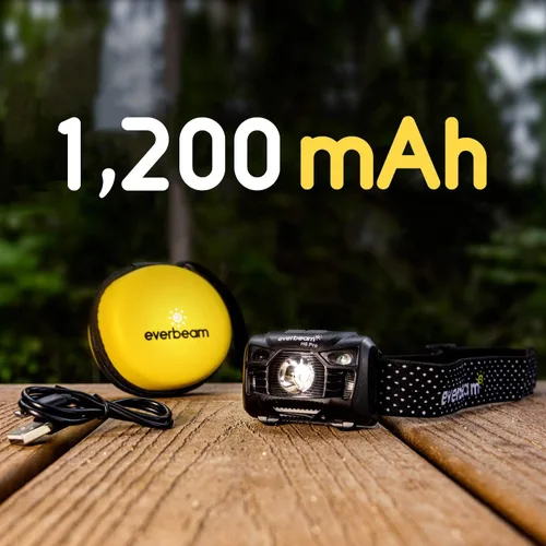 Vista 3 de Everbeam - Linterna de cabeza led recargable H6 Pro, con control de sensor de movimiento, 650 lúmenes de brillo, 30 horas de autonomía, 1200 mAh