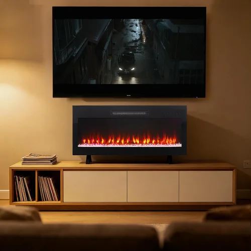 Vista 2 de Chimenea eléctrica de 36", 16 llamas ajustables, independiente/montada en pared/empotrada, inserto de chimenea de 1400W, chimenea eléctrica de pared