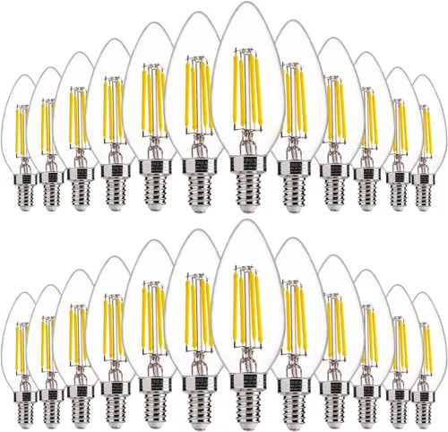 Vista 18 de FLSNT Bombillas LED ámbar para candelabros equivalentes a 40 W, bombillas LED B11 E12, 2200 K blanco cálido, regulable, 330 lm, 96 unidades UL