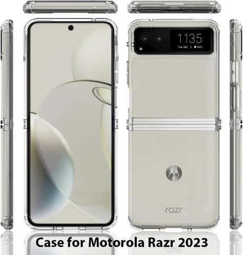 Vista 2 de Funda para Motorola Razr-2023: panel trasero transparente premium + cubierta de parachoques de TPU para Moto Razr 2023 (YKL transparente)