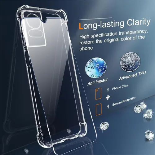 Vista 6 de Funda de teléfono para TCL K24/K23/TCL 50LE 50 LE 5G 2024 con protector de pantalla giratorio de 360° con soporte de anillo [no amarillento] Funda