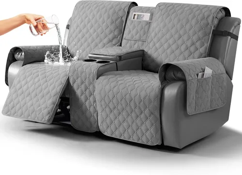 Vista 25 de TAOCOCO Funda para Sillón de Dos Plazas Reclinable 100% Impermeable con Consola Central, Funda de Sofá Reclinable Reversible para 2 Asientos