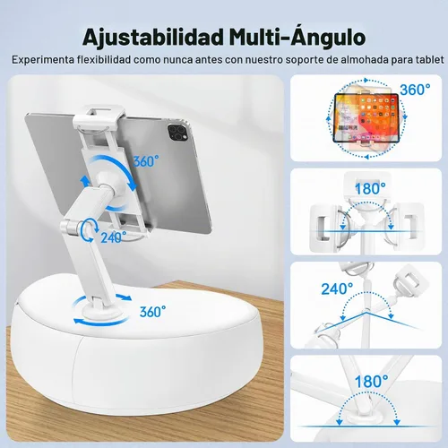 Vista 6 de AboveTEK Soporte de almohada para tableta para cama, manos libres ajustable para iPad de lectura de regazo con puf suave, regalo ideal para mamá, se