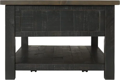 Vista 11 de Martin Svensson Home Monterey - Mesa de centro rústica de madera maciza Negro con tapa marrón