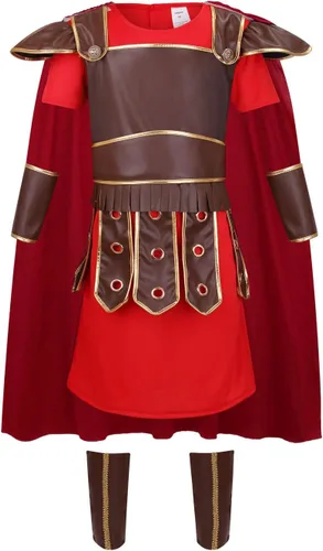 Vista 3 de LMYOVE Disfraz de guerrero para niños, soldado romano de Halloween, gladiador, vikingo, medieval, histórico, juego de rol, fiesta de 4 a 11 años