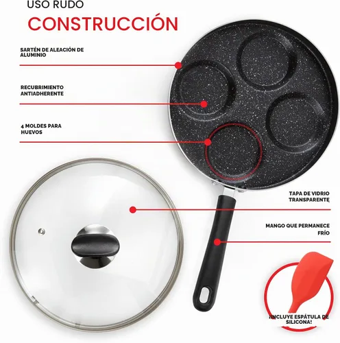 Vista 3 de Modern Innovations Sartén antiadherente de 4 tazas con tapa, sartén para huevos fritos, sartén para tortillas, mini sartén para panqueques