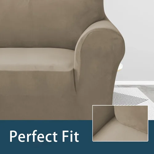 Vista 7 de Fundas elásticas para sillón, funda gruesa y suave para sofá, funda de terciopelo y felpa para sofá, protector elástico de muebles de 1/2/3/4