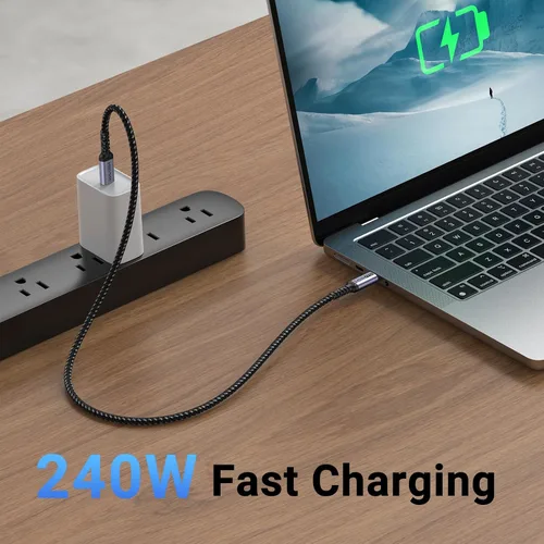 Vista 3 de Paquete de 2 cables USB 4 de 1 pie, cable USB C a USB C de 240 W, transferencia de datos de alta velocidad de 40 Gbps y salida de video de pantalla