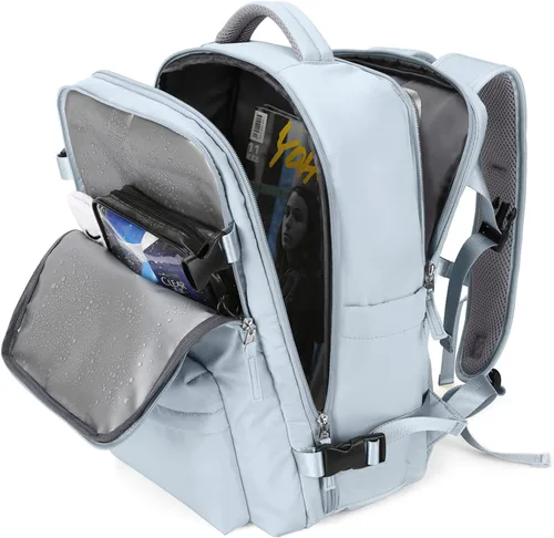 Vista 12 de WONHOX - Mochila grande, aprobada para vuelo, unisex, para viajes, trabajo, negocios o laptop, a1-Negro, Medium