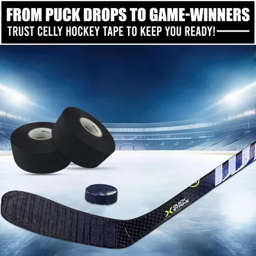 Vista 4 de Cinta de palo de hockey, 1.5 pulgadas de ancho, paquete de 2, cinta de tela de hockey sobre hielo y rodillos, porteros, cinta de bate de béisbol