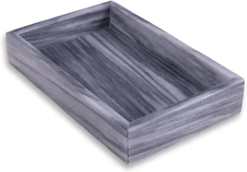 Vista 7 de Bey-Berk Ezra - Bandeja rectangular para toallas de baño con diseño de cebra negra para almacenamiento en encimera