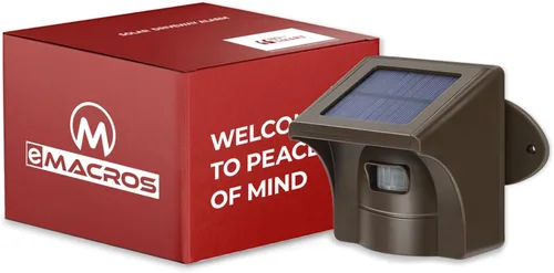 Vista 8 de Alarma de entrada inalámbrica de largo alcance solar de eMACROS para exteriores, resistente a la intemperie, sensor y detector de movimiento