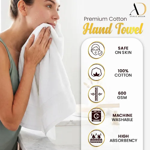 Vista 5 de Ample Decor Toalla de mano de 18 x 28 pulgadas, paquete de 6, 600 GSM, 100% algodón, certificado Oeko Tex, suave, absorbente, gruesa, duradera Beige
