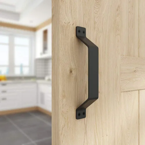 Vista 3 de WINSOON Manijas rústicas para puerta de granero, juego de 2 manijas de puerta de acero sólido pintadas en negro, cómodas y prácticas, accesorios