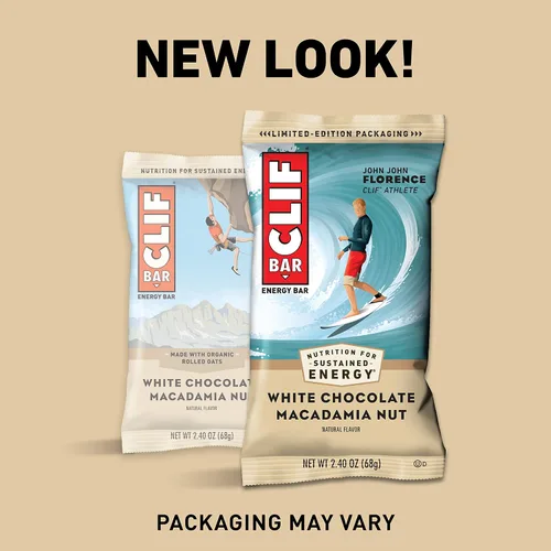 Vista 2 de CLIF BAR S - Barras energéticas - Sabor a nuez de macadamia de chocolate blanco - Hecho con avena orgánica - Alimento a base de plantas